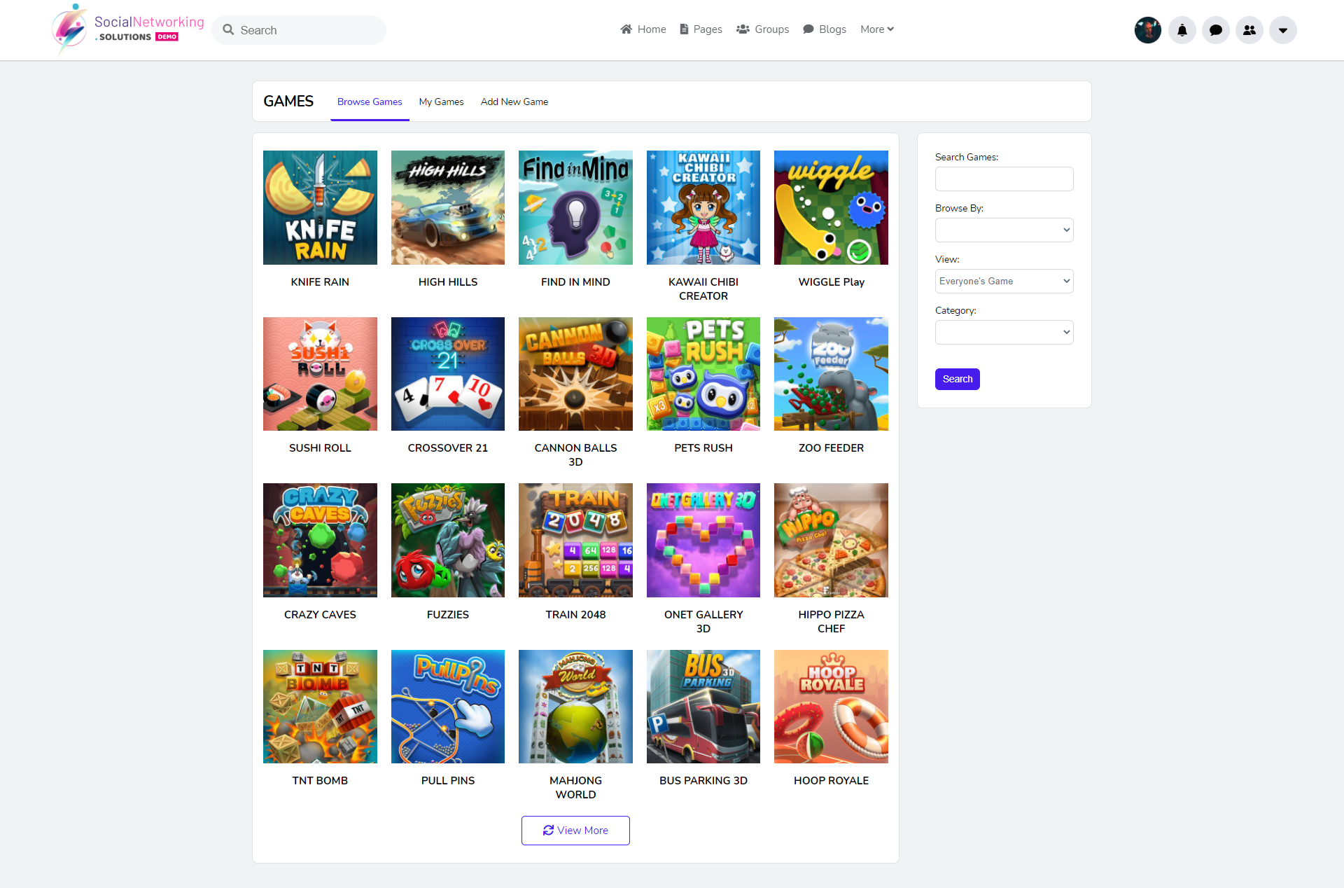 Browse Games Page