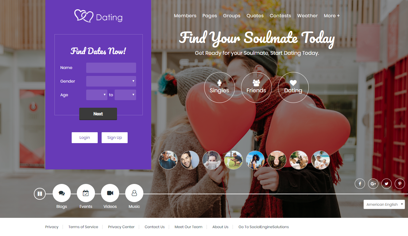 Landing Page with Purple Heart Color Scheme