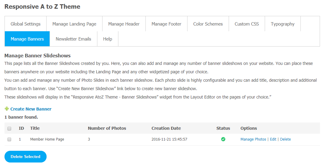 Responsive AtoZ Theme - Manage Banner Slideshow
