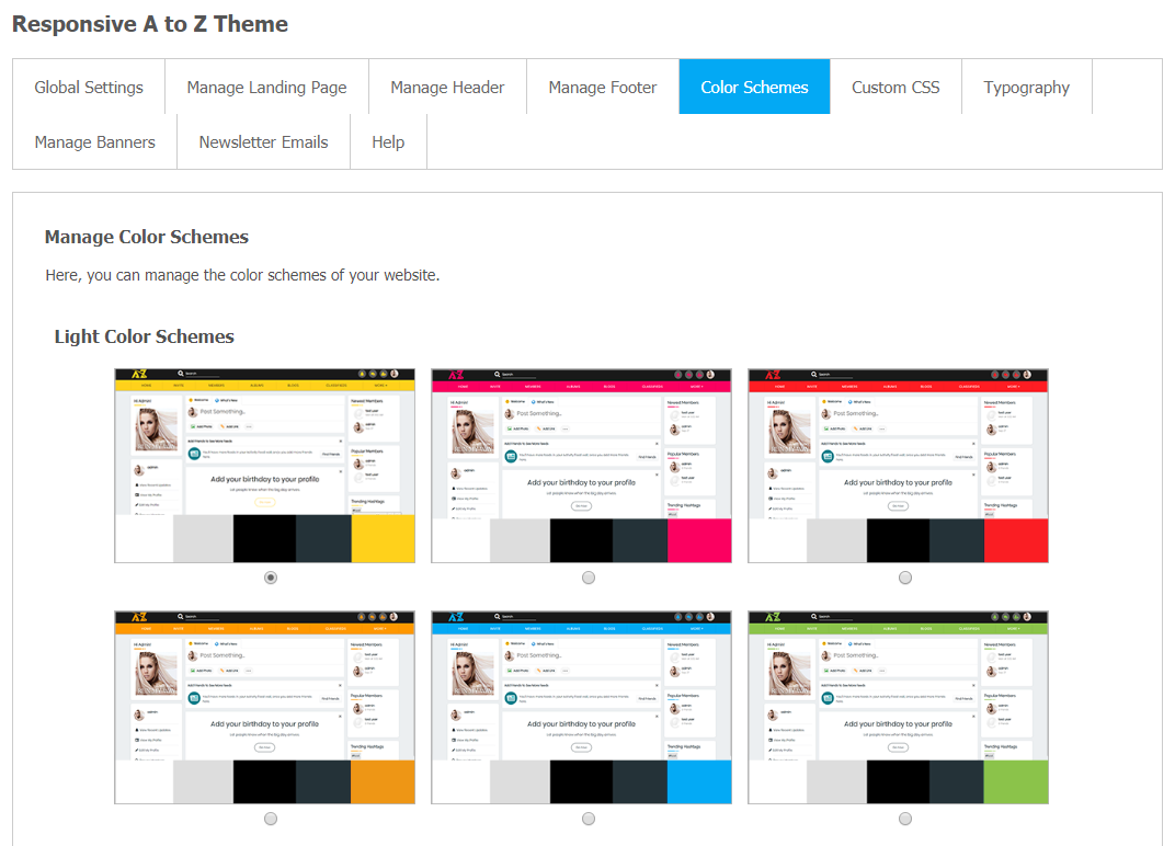 Responsive AtoZ Theme - Color Schemes