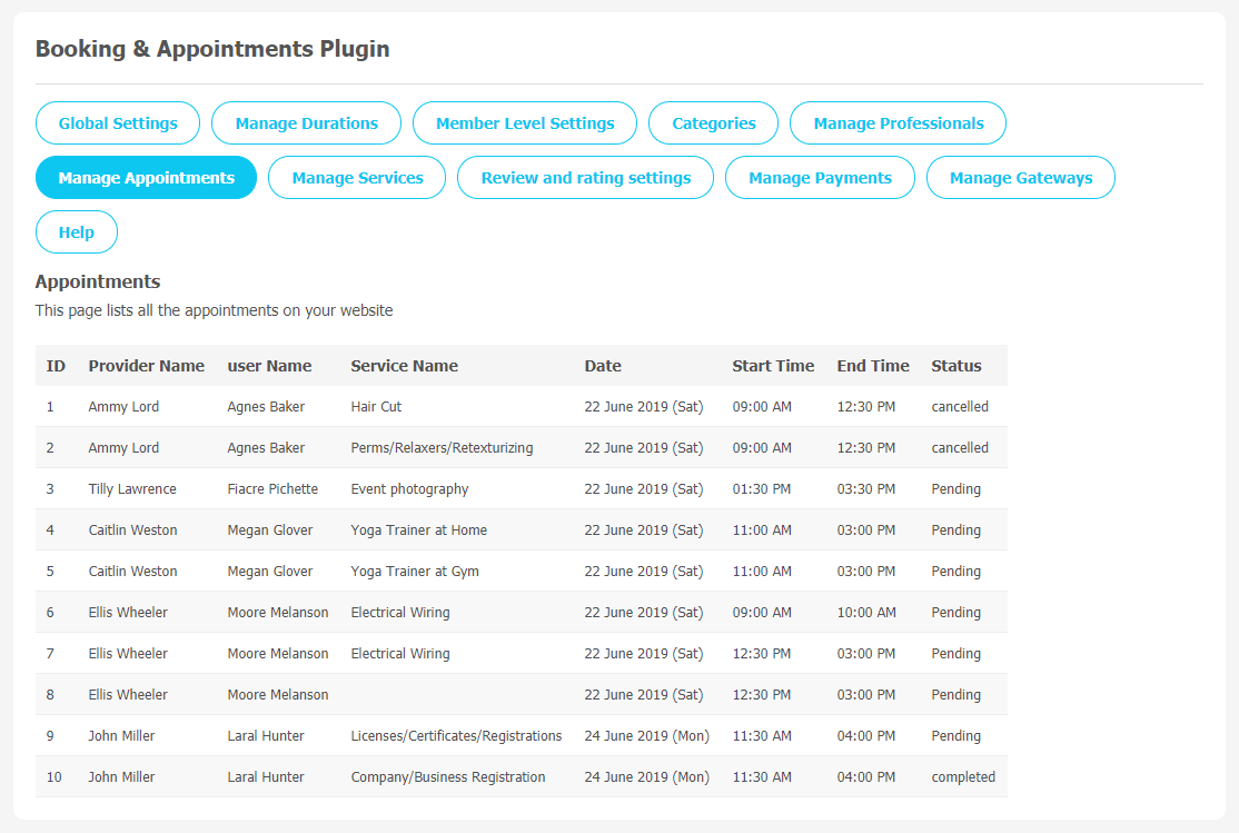 Booking and Appointments Plugin