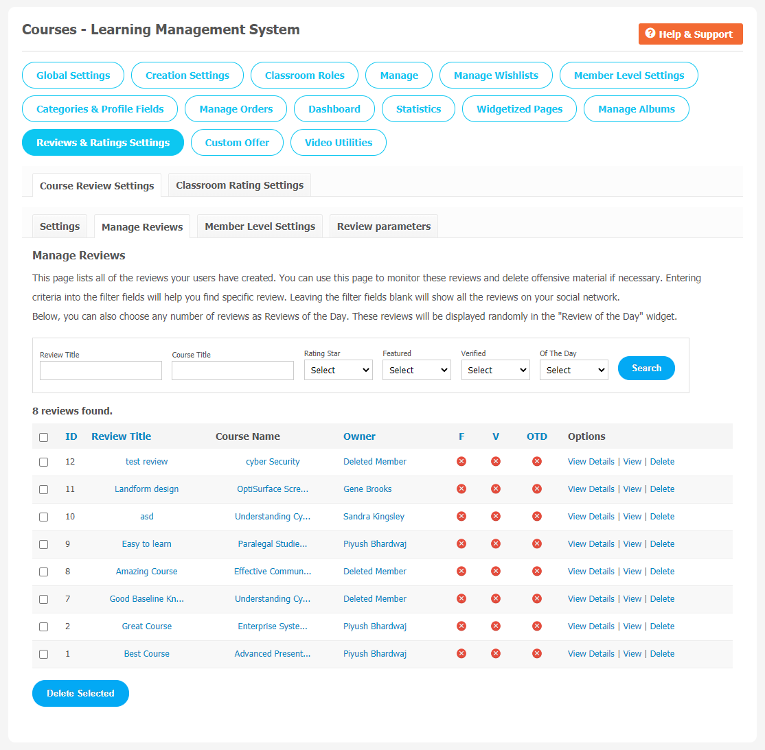 Courses: Learning Management System