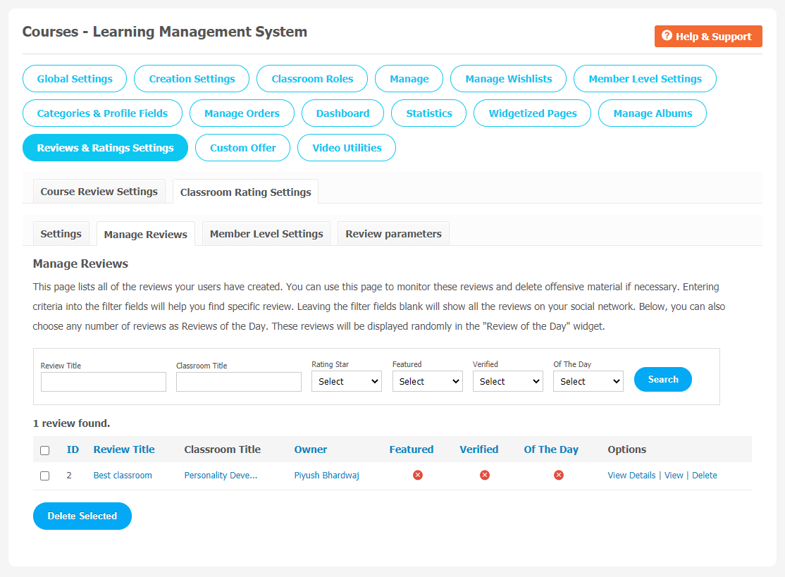 Courses: Learning Management System