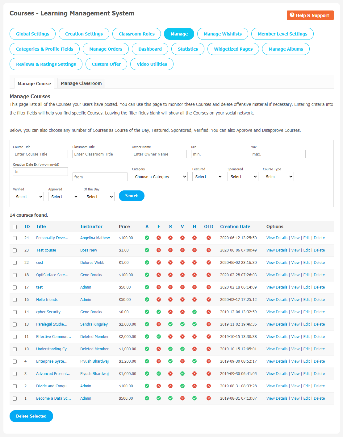 Courses: Learning Management System