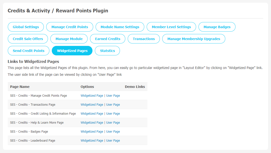 Credits & Activity  Reward Points Plugin