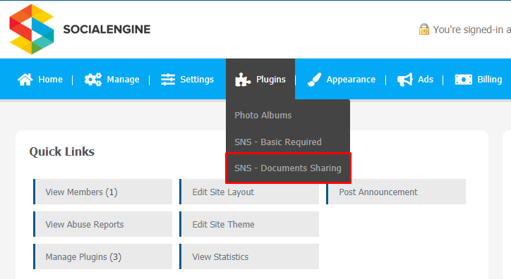 Documents Sharing Plugin