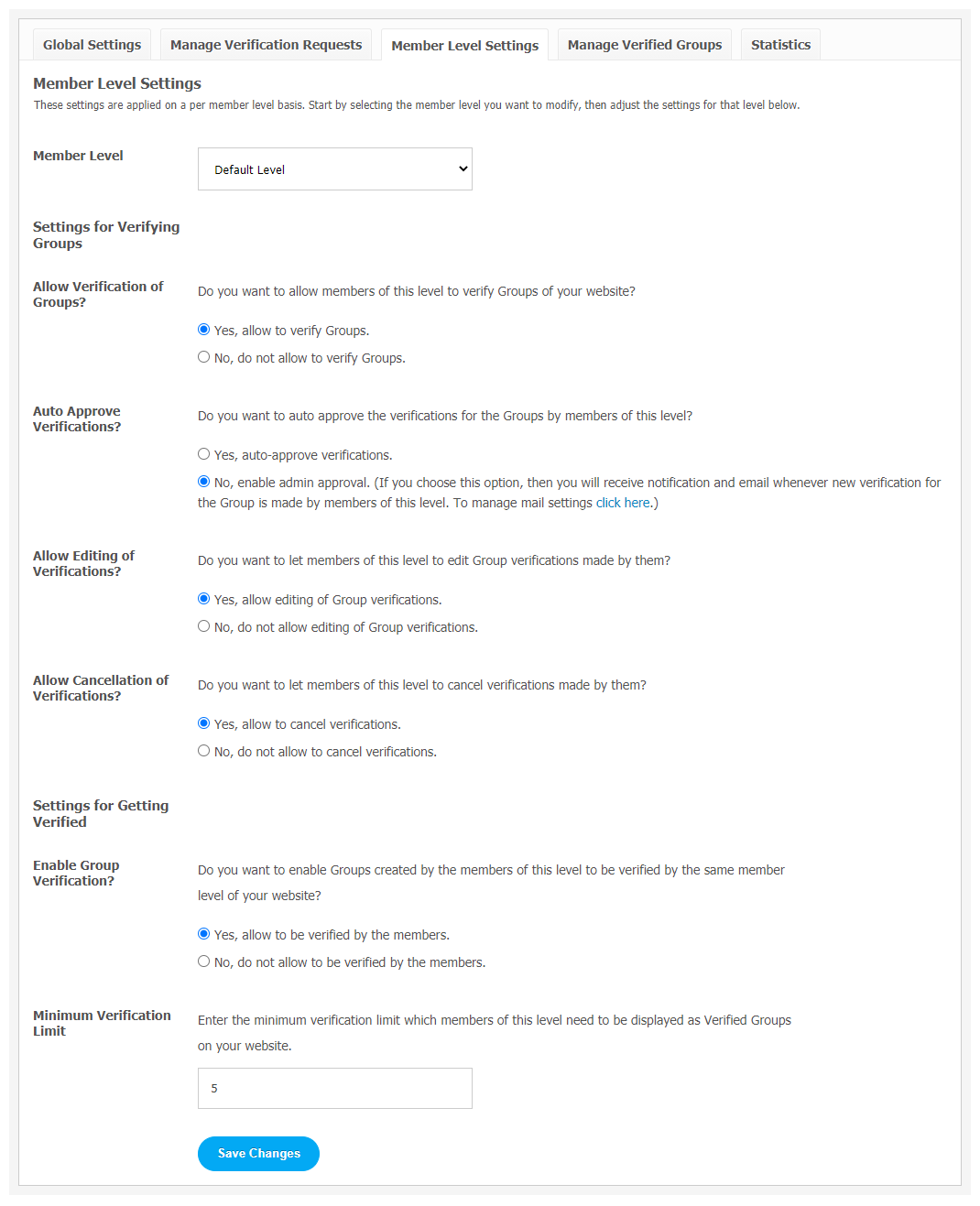 Group Verifications by Members Extension