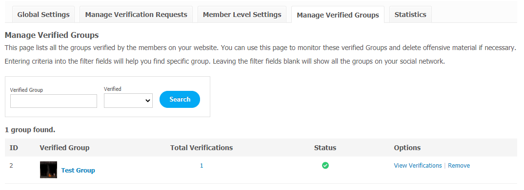 Group Verifications by Members Extension