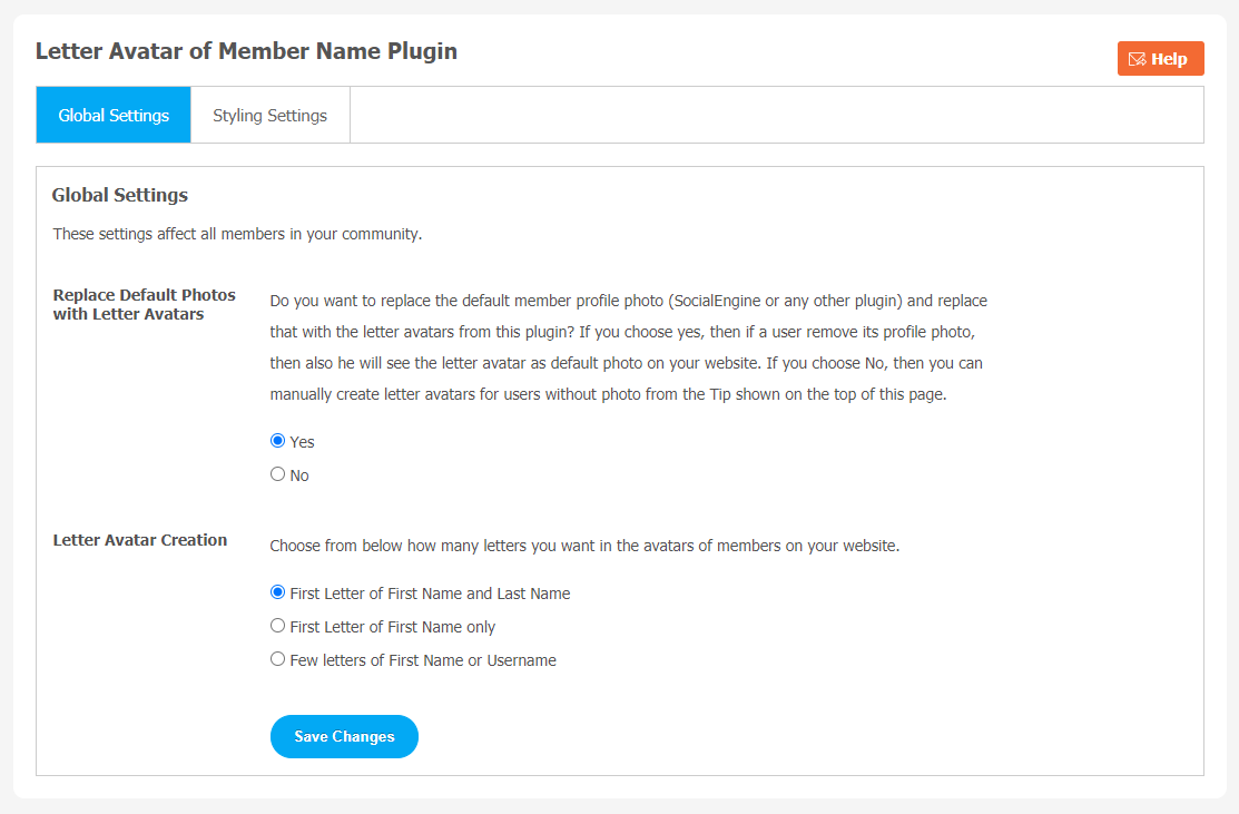 Letter Avatar of Member Name Plugin