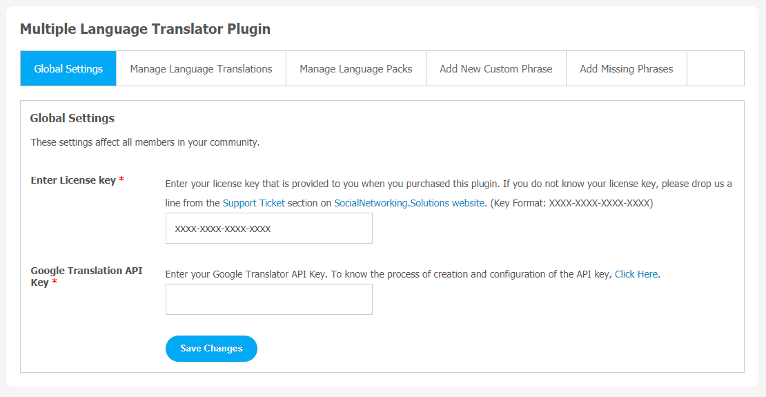 Multiple Language Translator Plugin