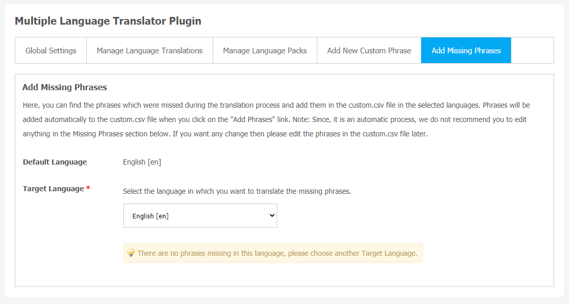 Multiple Language Translator Plugin