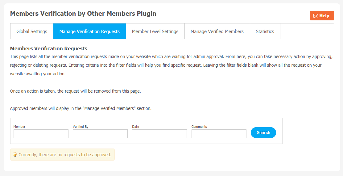 Member Verification by Other Members Plugin