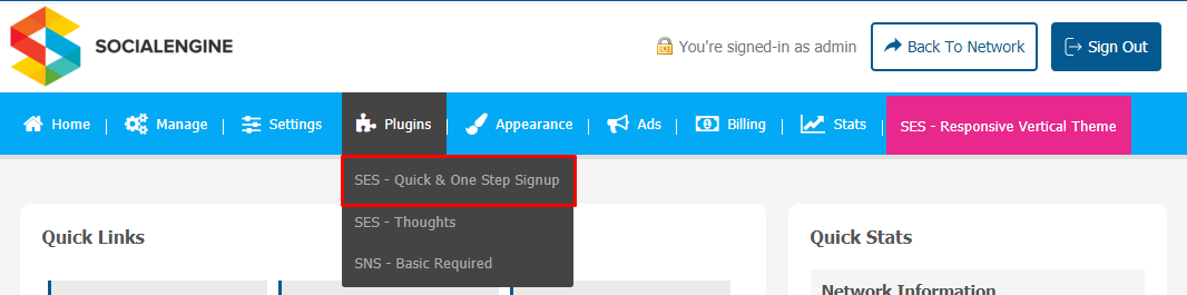 Quick & One Step Signup Plugin