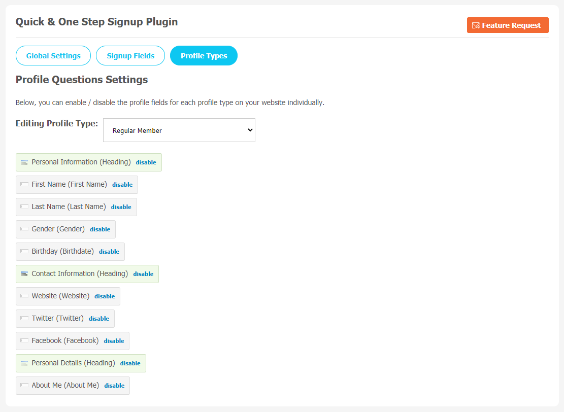 Quick & One Step Signup Plugin