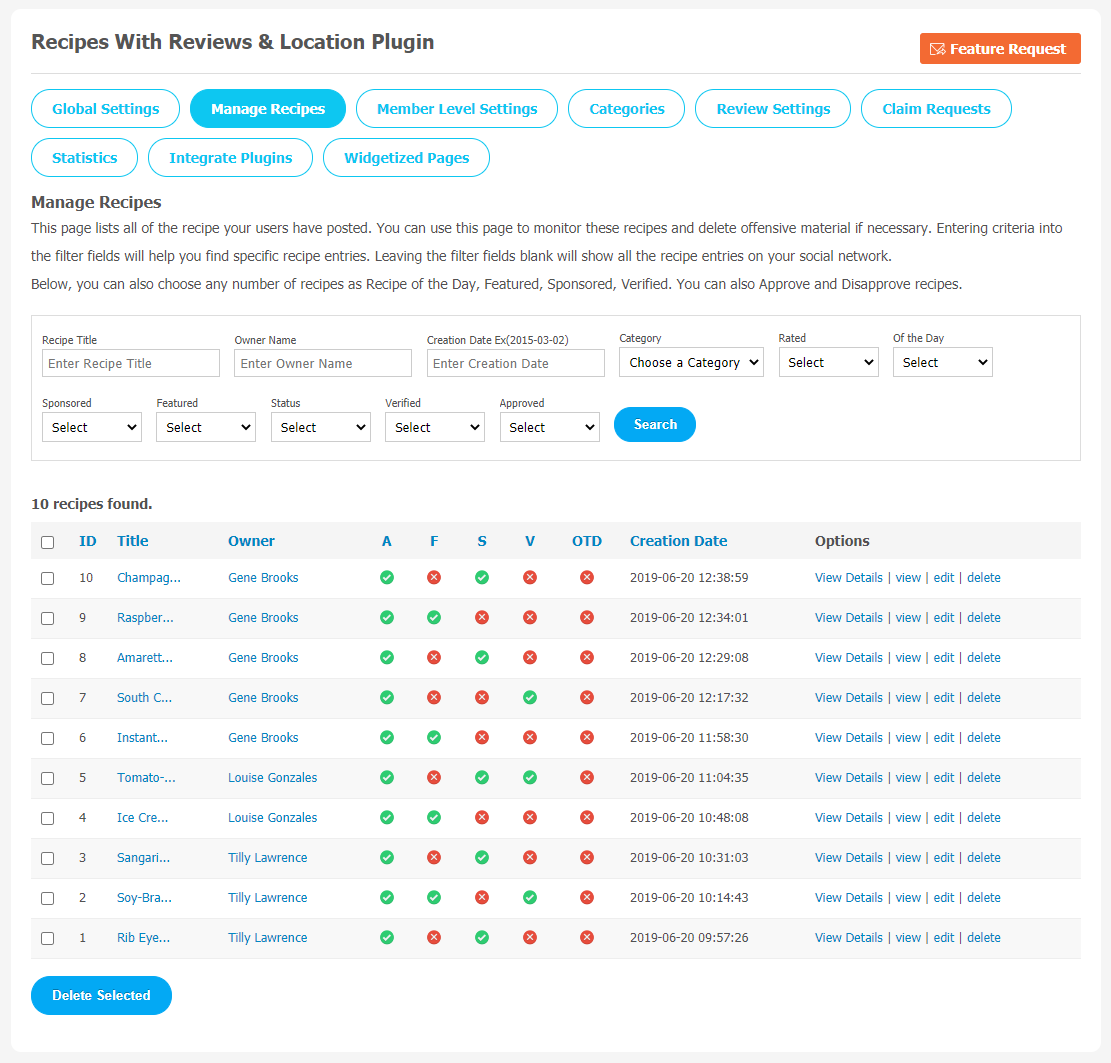 Recipes With Reviews and Location Plugin