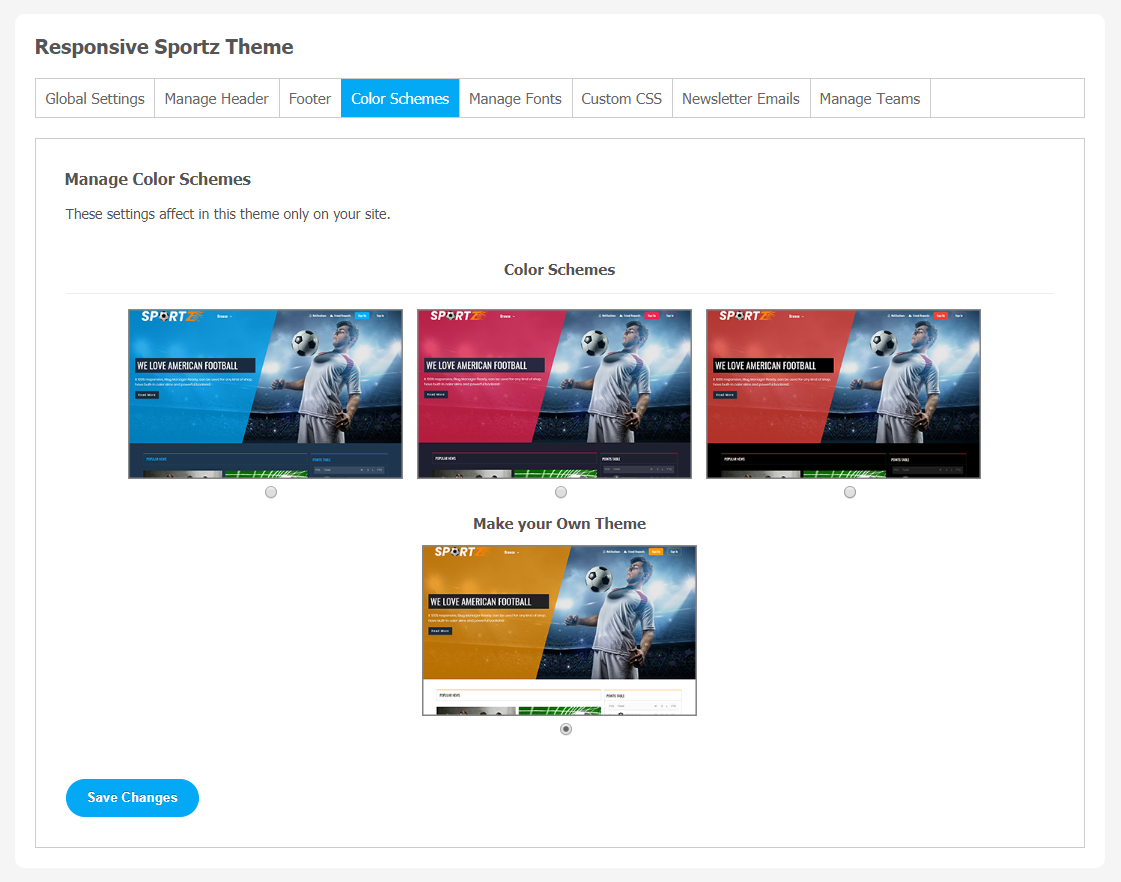 Responsive Sportz Theme