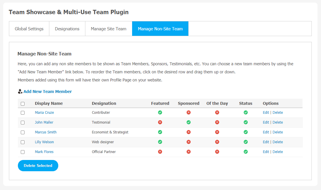 Team Showcase & Multi-Use Team Plugin