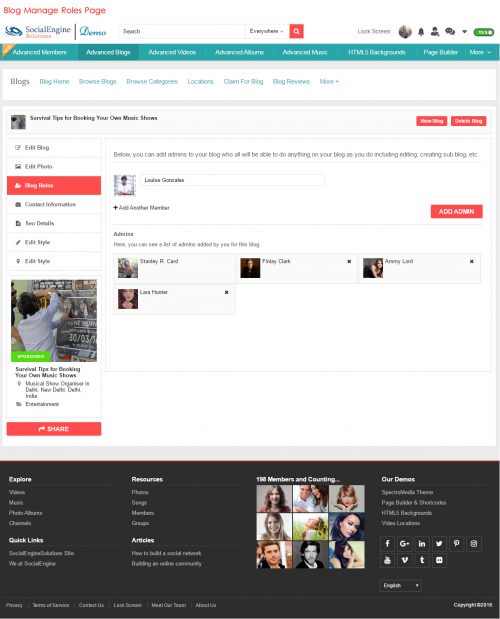 Blog Manage Roles Page