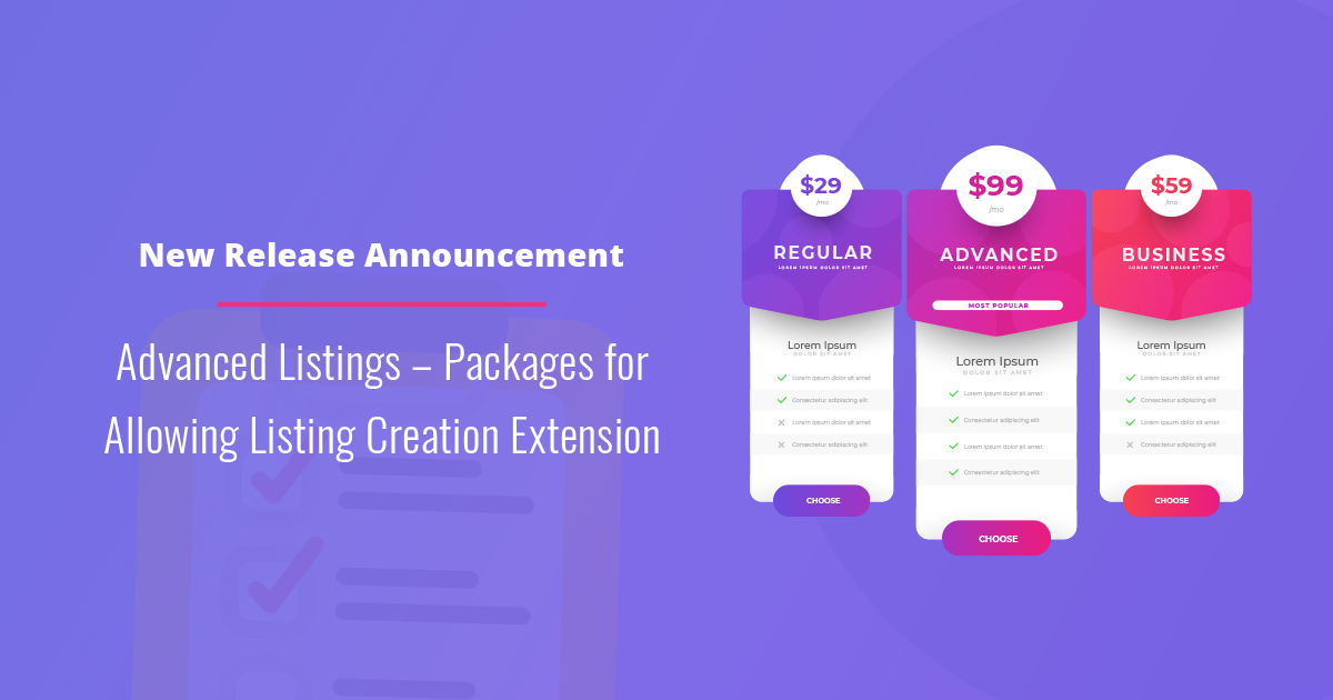 New Release Announcement - Advanced Listings – Packages for Allowing Listing Creation Extension