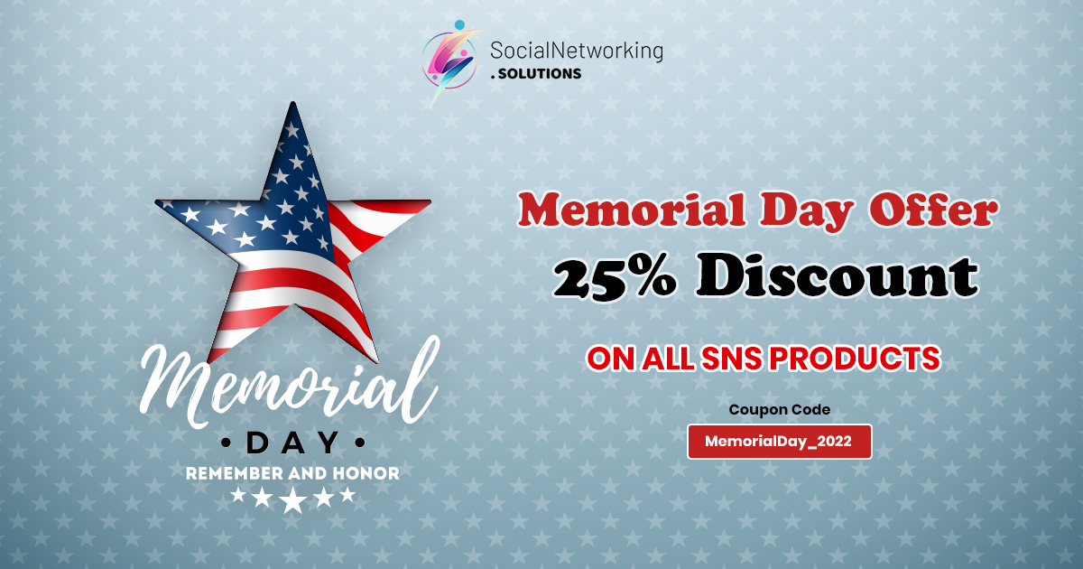 Celebrates Memorial Day with 25% Discount on Everything with SocialNetworking.Solutions